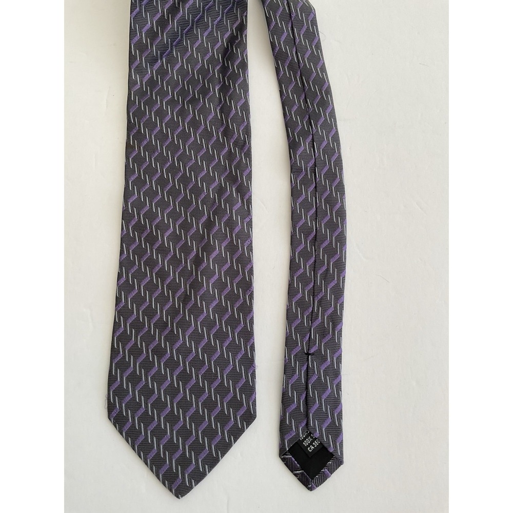 Men's Sazzari Purple Gray Grey Geometric Silk Tie Made in Italy